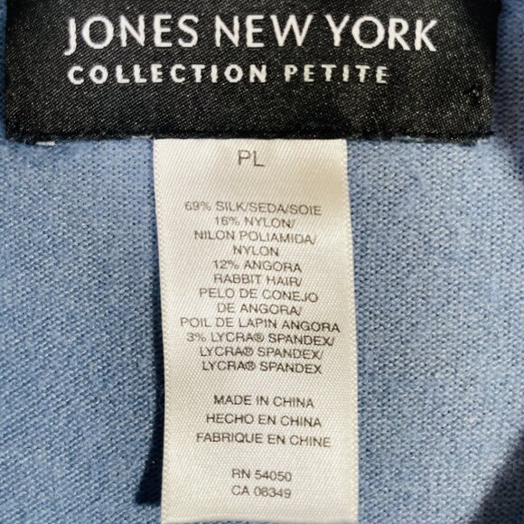 Jones New York Silk Angora Blend Mock Neck Sweater Light Blue Size LP - Picture 12 of 13